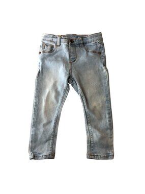 Zara Baby Girl Denim Jeans Light Wash 9/12 Months Cotton Blend Elastic Waist